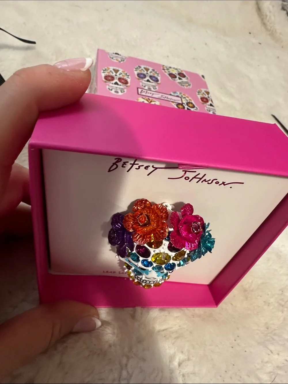 Betsey Johnson sugar skull brooch
